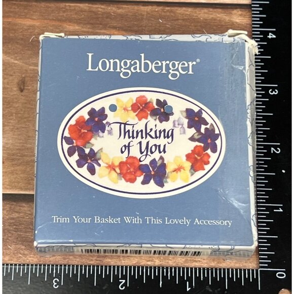 Longaberger Ceramic Basket Tie-On Accessory Floral Design 33464 THINKING OF YOU - Picture 2 of 6